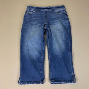 Croft & Barrow Pull On Jeans Women's Size 12 Capri‎ Blue Dark Wash Denim  Casual